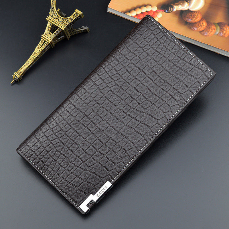 Men's Male Youth Vertical Soft Leather Multiple Slots Large Capacity Crocodile Men's Wallet