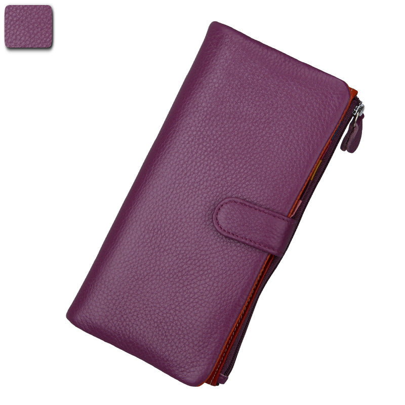 Women's Elegant Long First Layer Cowhide Ladies Wallets