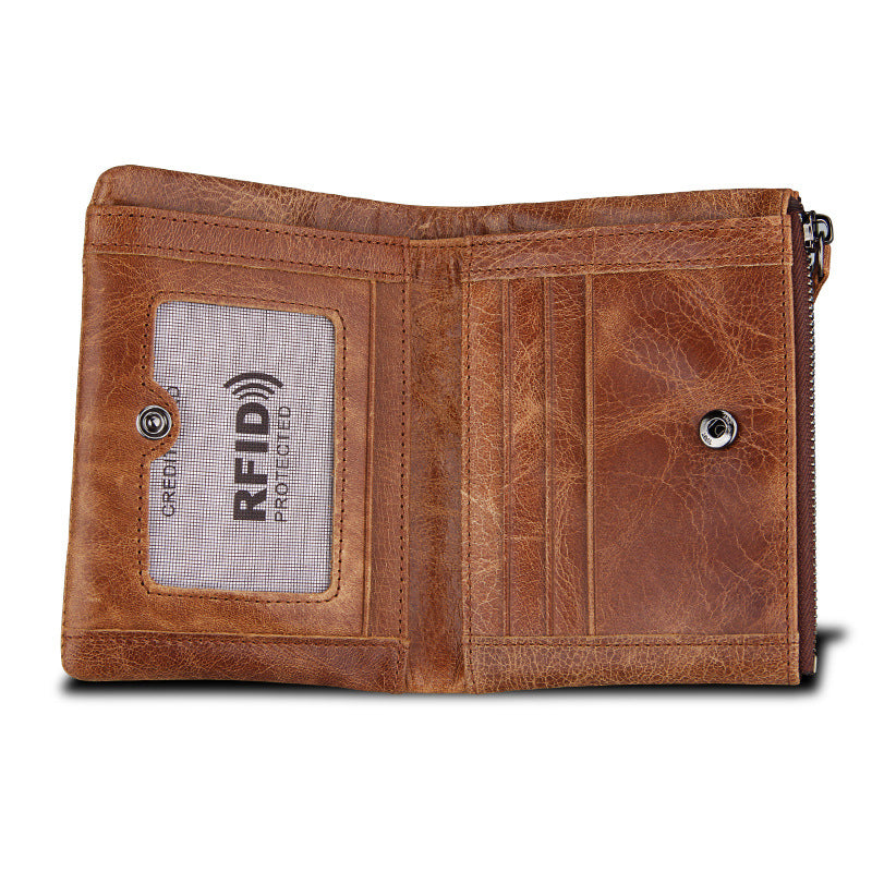 Men's Genuine Leather Swiping Crazy Horse Men's Wallets
