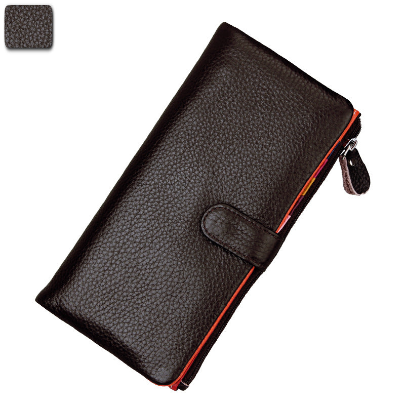 Women's Elegant Long First Layer Cowhide Ladies Wallets