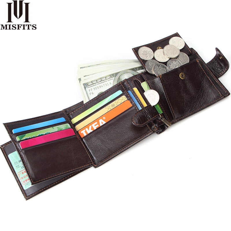 Men's Leather Short First Layer Cowhide Clutch Purses