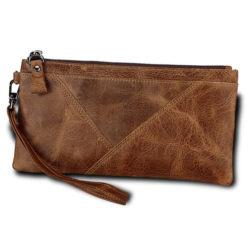 Men's Crazy Horse Leather Swiping Hand Color Men's Wallets
