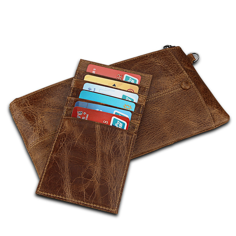Men's Crazy Horse Leather Swiping Hand Color Men's Wallets