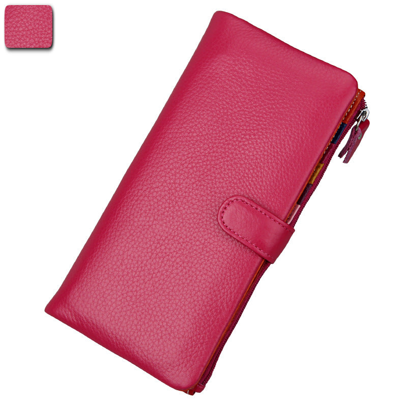 Women's Elegant Long First Layer Cowhide Ladies Wallets