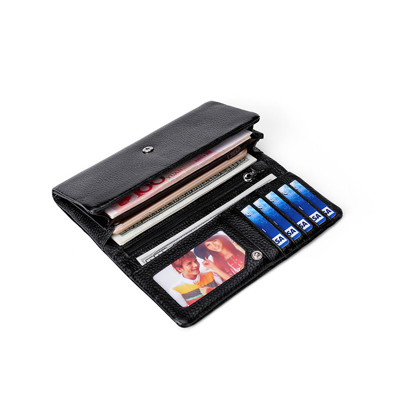 Women's Litchi Pattern Top Layer Cowhide Fashion Ladies Wallets