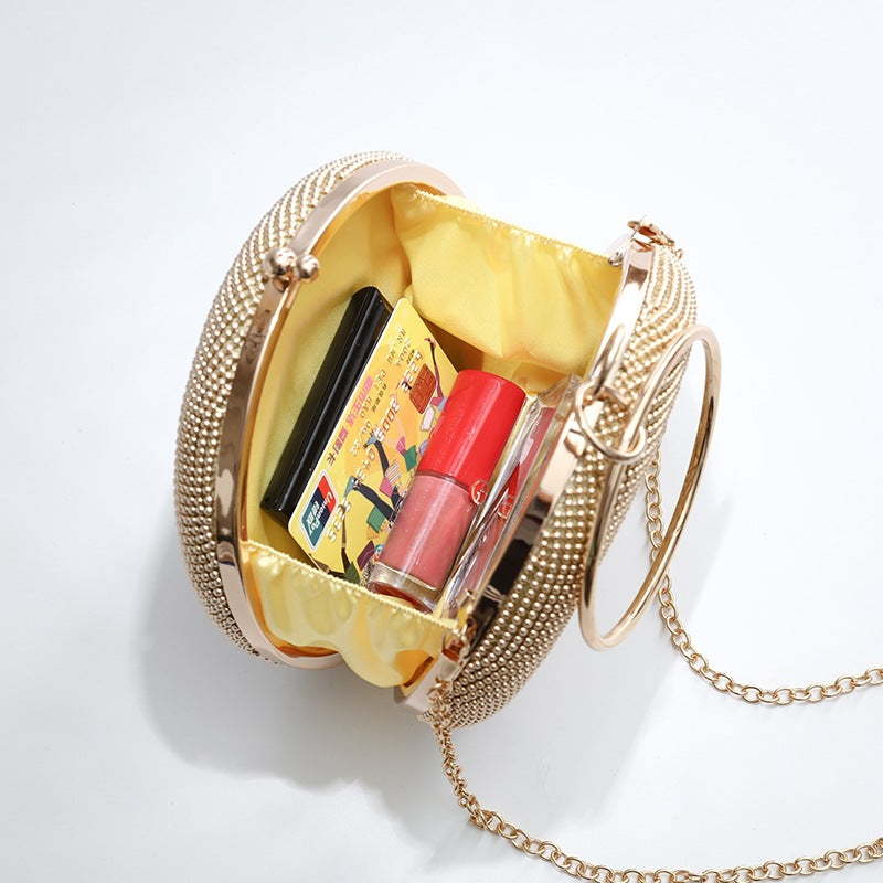 Women's Metal Circle Dinner Party Rhinestone Portable Solid Evening Bags