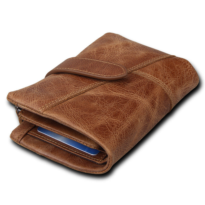 Men's Beautiful Crazy Horse Leather Short Card Holder