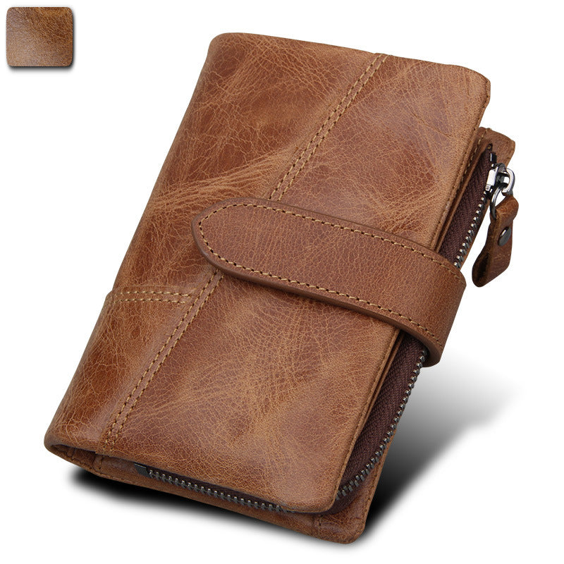 Men's Beautiful Crazy Horse Leather Short Card Holder