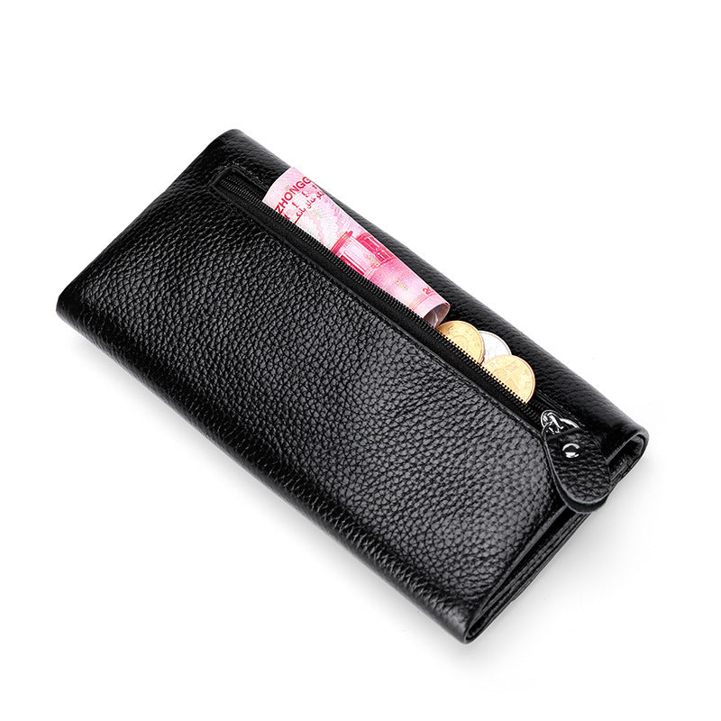 Women's Litchi Pattern Top Layer Cowhide Fashion Ladies Wallets