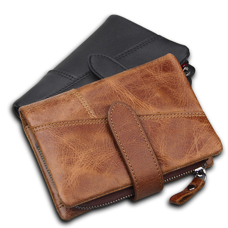 Men's Beautiful Crazy Horse Leather Short Card Holder