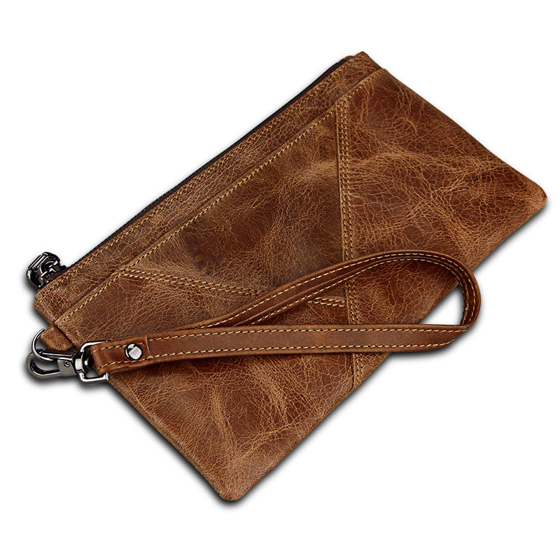 Men's Crazy Horse Leather Swiping Hand Color Men's Wallets