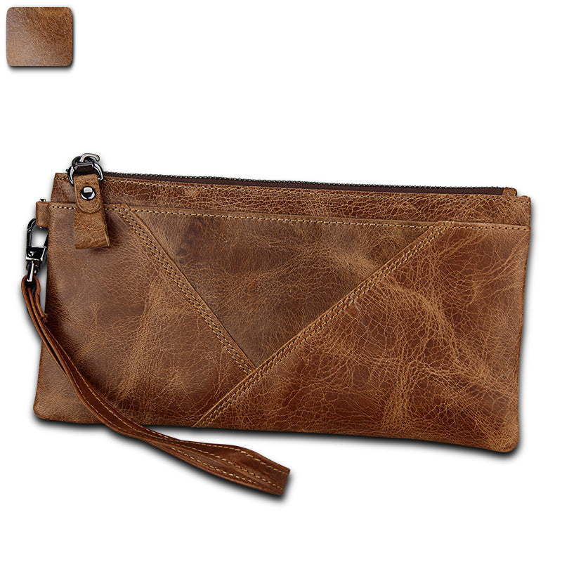 Men's Crazy Horse Leather Swiping Hand Color Men's Wallets