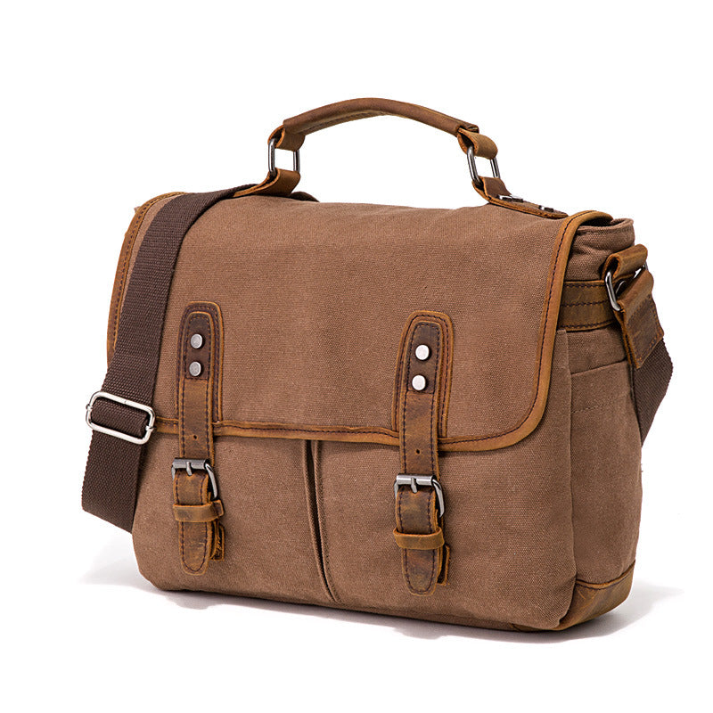 Men's Flying Vintage Canvas Crazy Horse Leather Men's Messenger Bags
