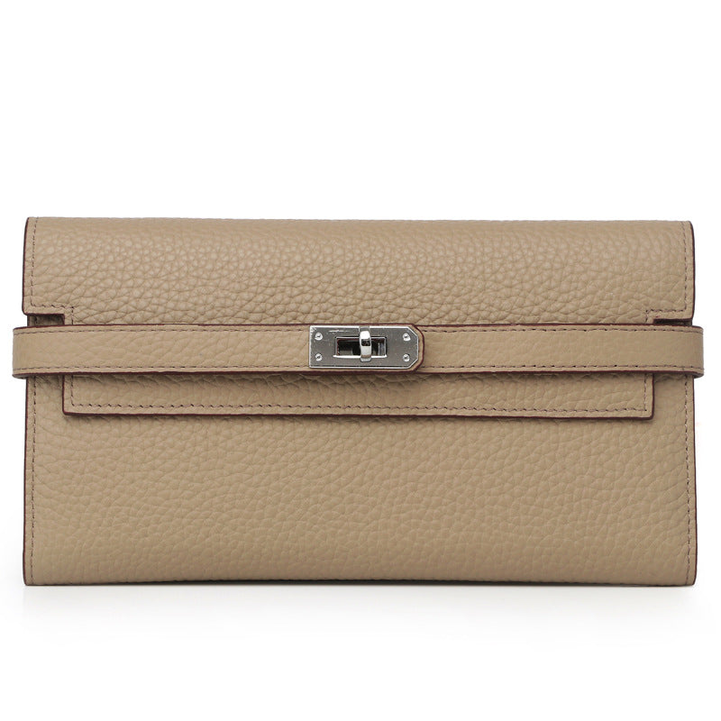 Women's Fashion Classic Lychee Pattern Cowhide Clutch Ladies Wallets