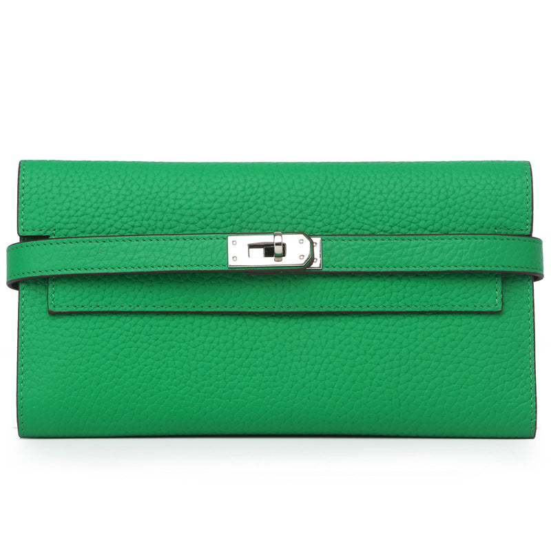 Women's Fashion Classic Lychee Pattern Cowhide Clutch Ladies Wallets