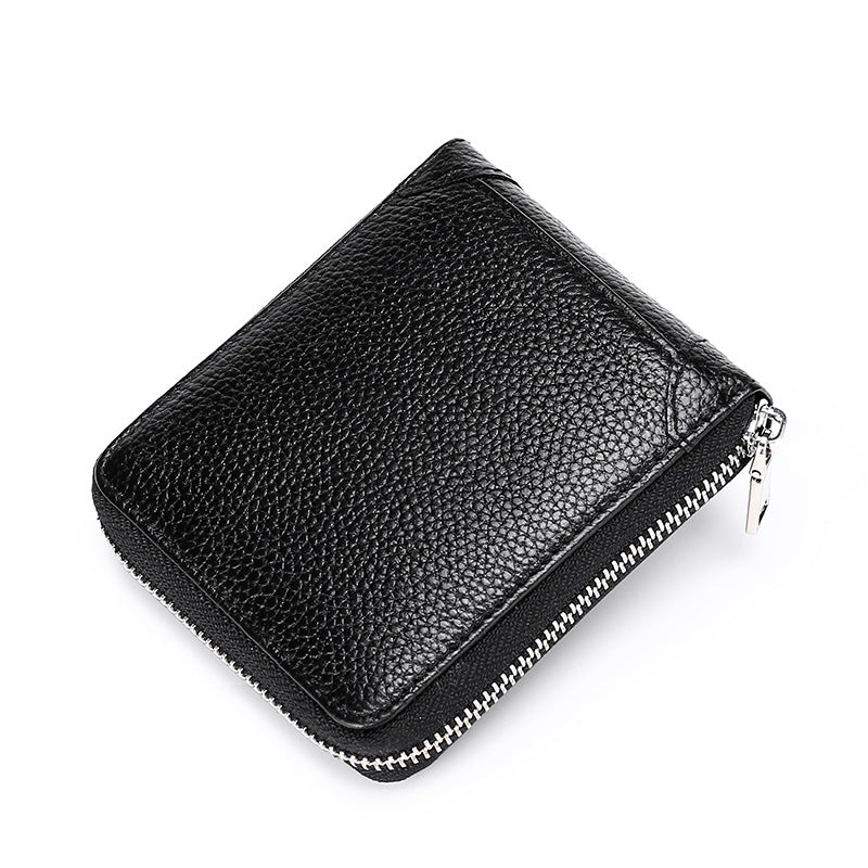 Men's Short Leather Zipper Driving License Cowhide Men's Wallet