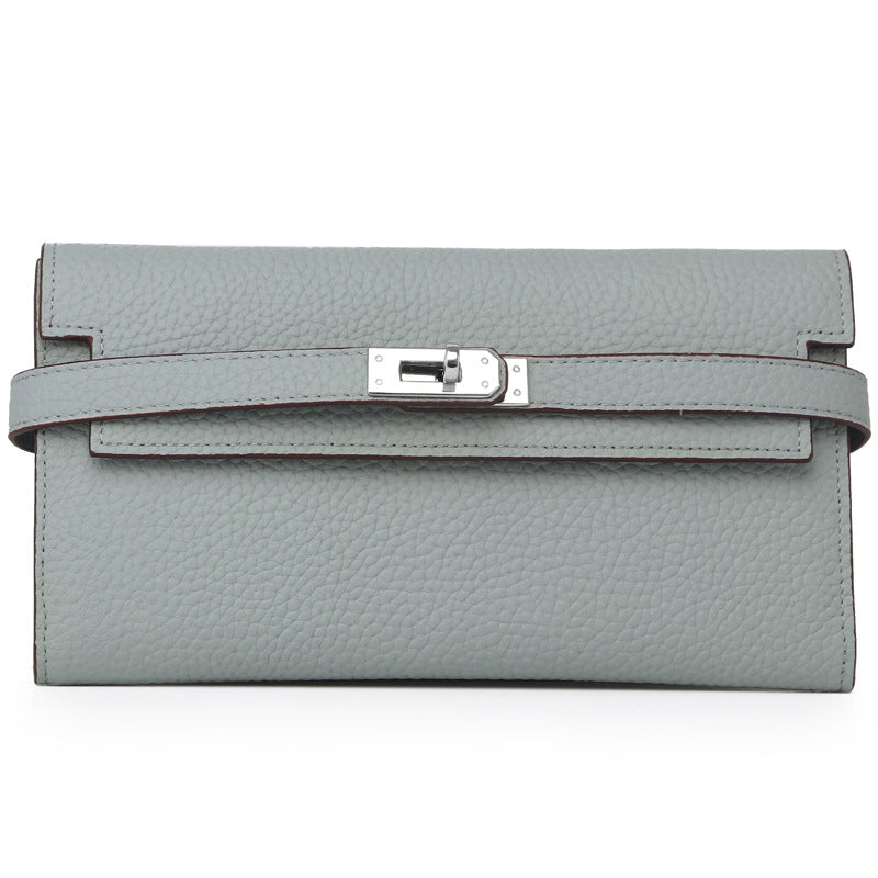 Women's Fashion Classic Lychee Pattern Cowhide Clutch Ladies Wallets