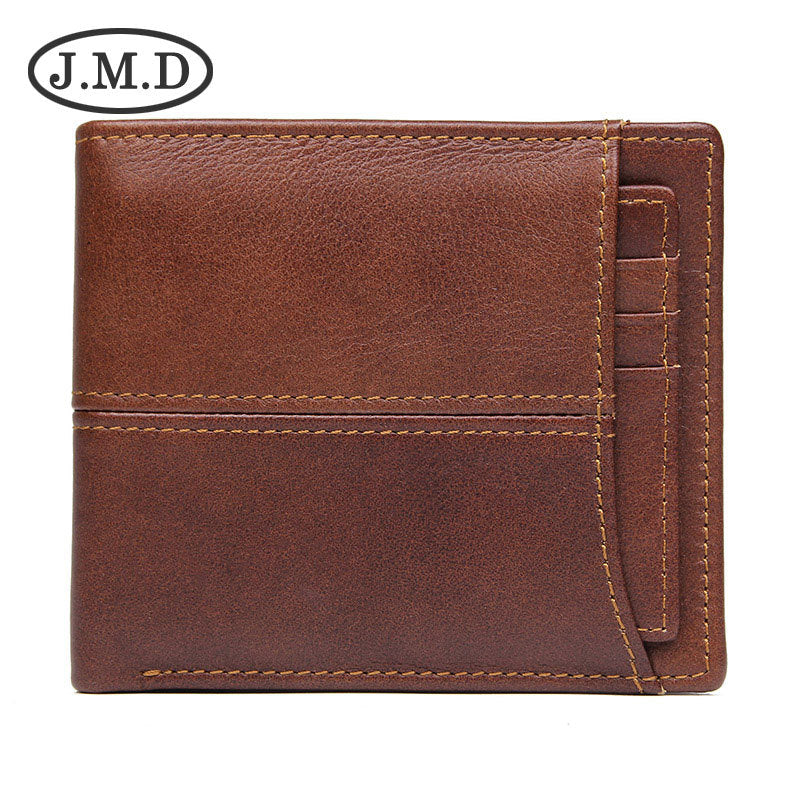 Men's Swiping First Layer Short Cowhide Billfold Leather Men's Wallets