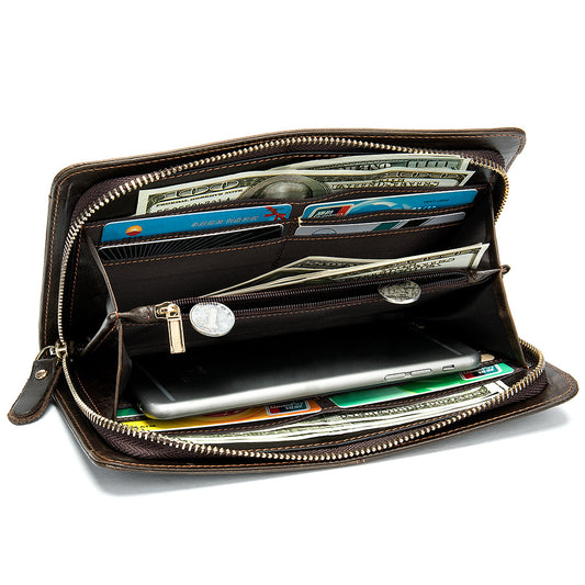 Men's Leather Long Large Capacity Multiple Slots First Men's Wallets