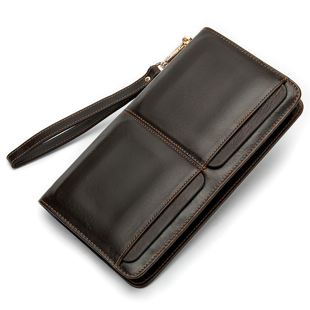 Men's Leather Long Large Capacity Multiple Slots First Men's Wallets