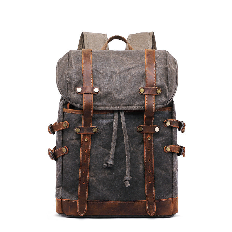 Men's Oil Wax Canvas Crazy Horse Leather Backpacks