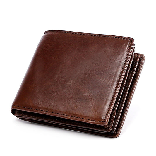 Men's Short Genuine Leather Blue Horizontal Men's Wallets