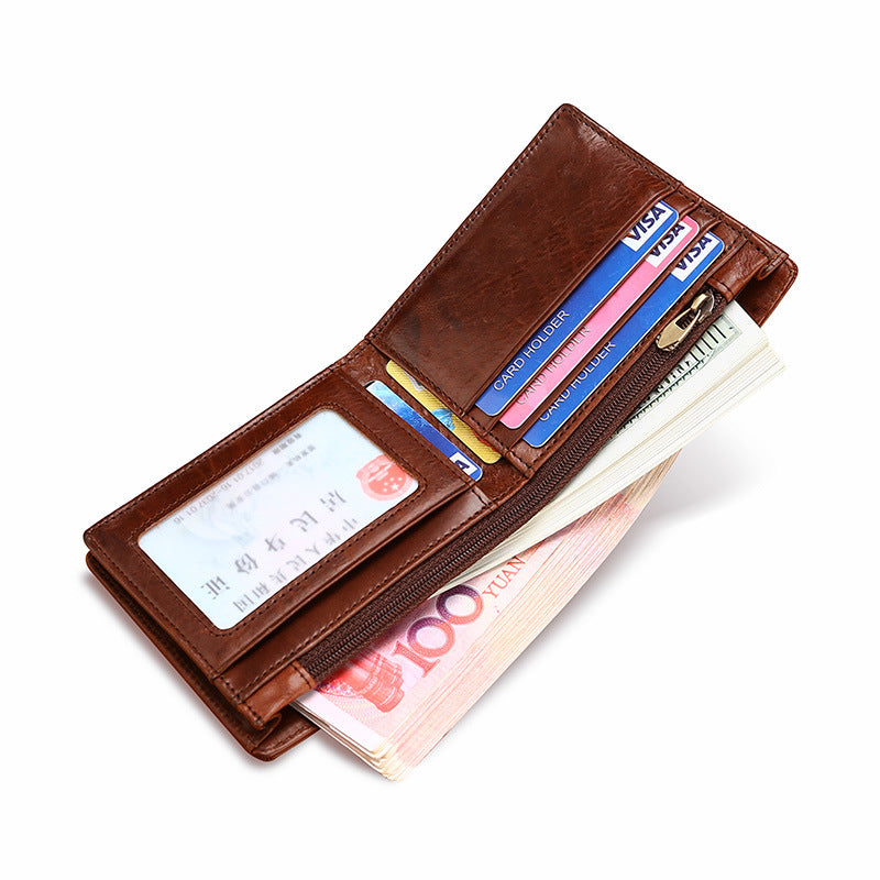 Men's Short Genuine Leather Blue Horizontal Men's Wallets