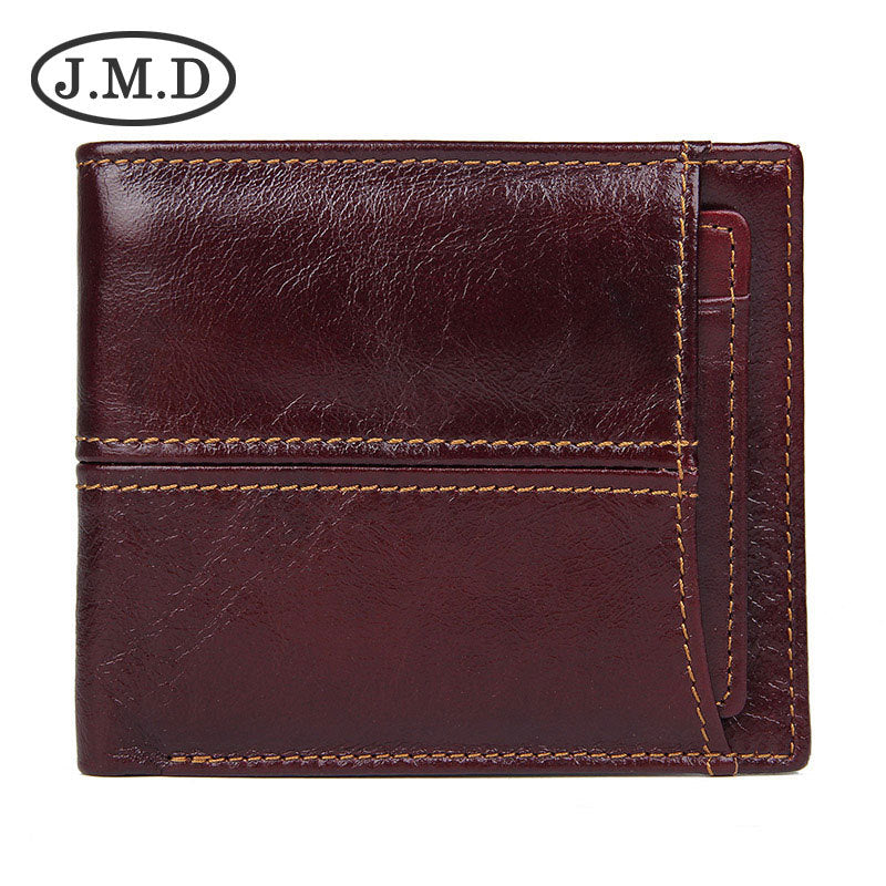 Men's Swiping First Layer Short Cowhide Billfold Leather Men's Wallets