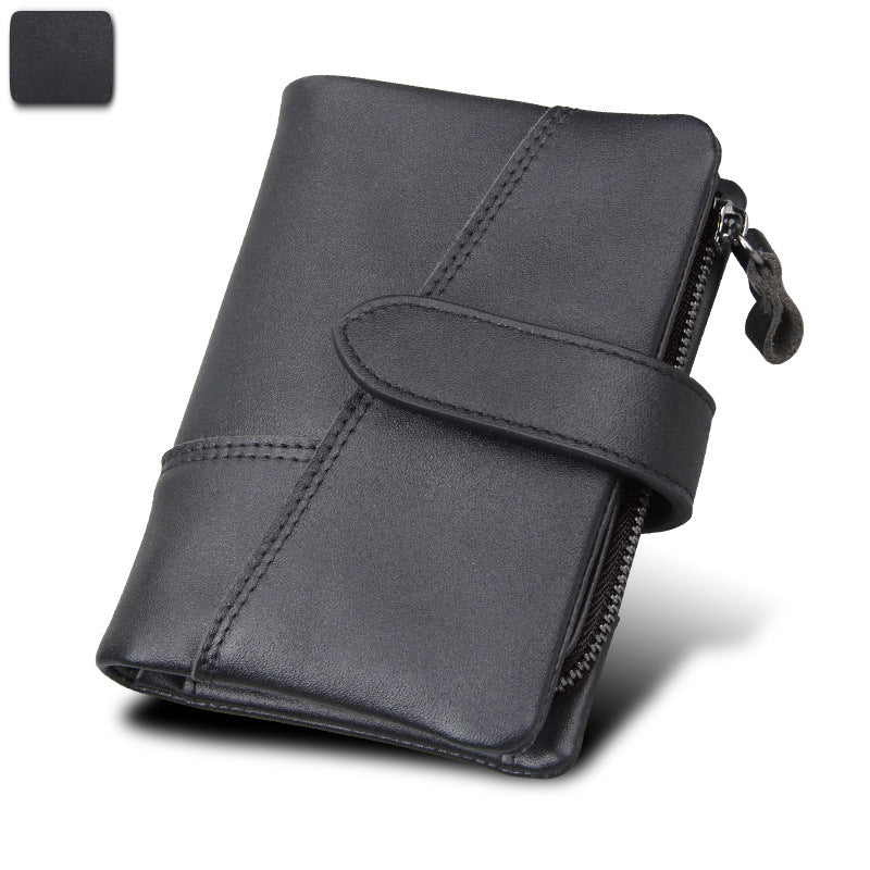 Men's Beautiful Crazy Horse Leather Short Card Holder