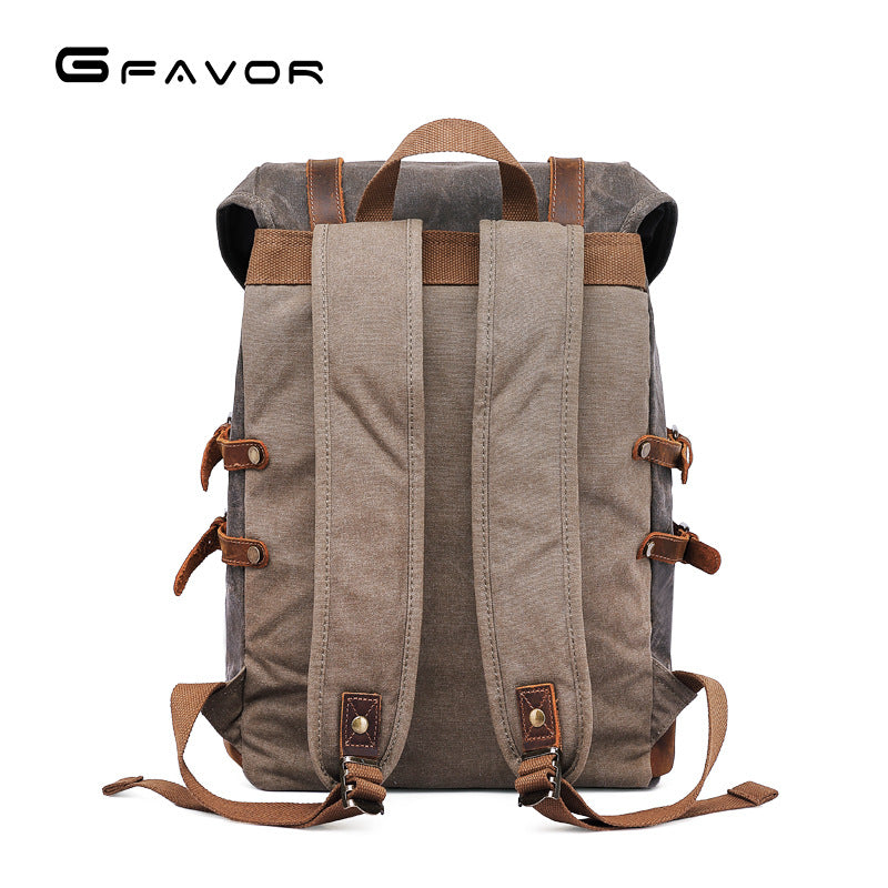 Men's Oil Wax Canvas Crazy Horse Leather Backpacks