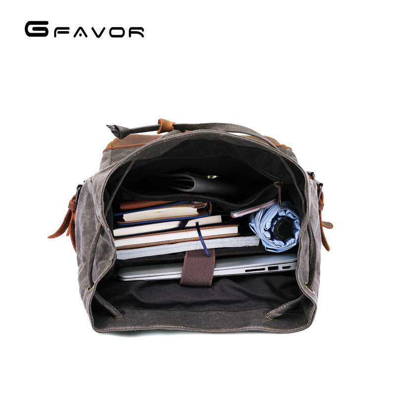 Men's Oil Wax Canvas Crazy Horse Leather Backpacks
