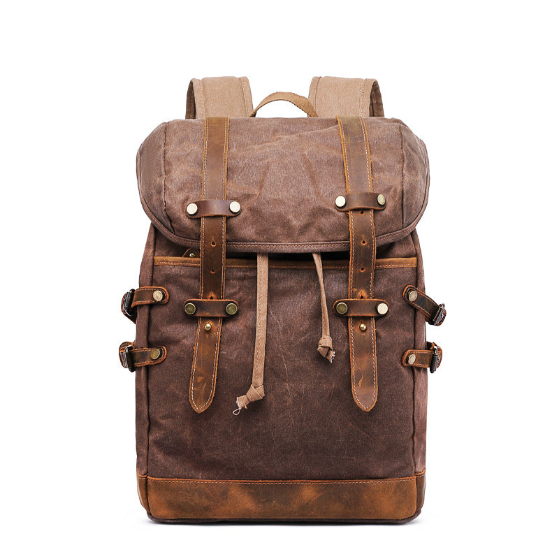 Men's Oil Wax Canvas Crazy Horse Leather Backpacks