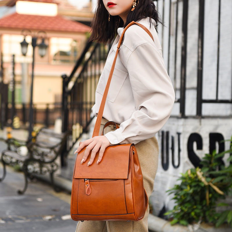 Women's Large Capacity Genuine Leather Retro Fashion Backpacks