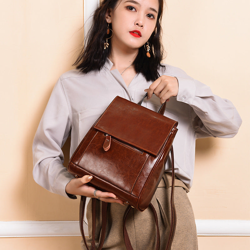 Women's Large Capacity Genuine Leather Retro Fashion Backpacks