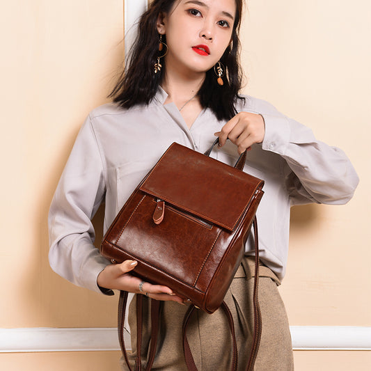Women's Large Capacity Genuine Leather Retro Fashion Backpacks