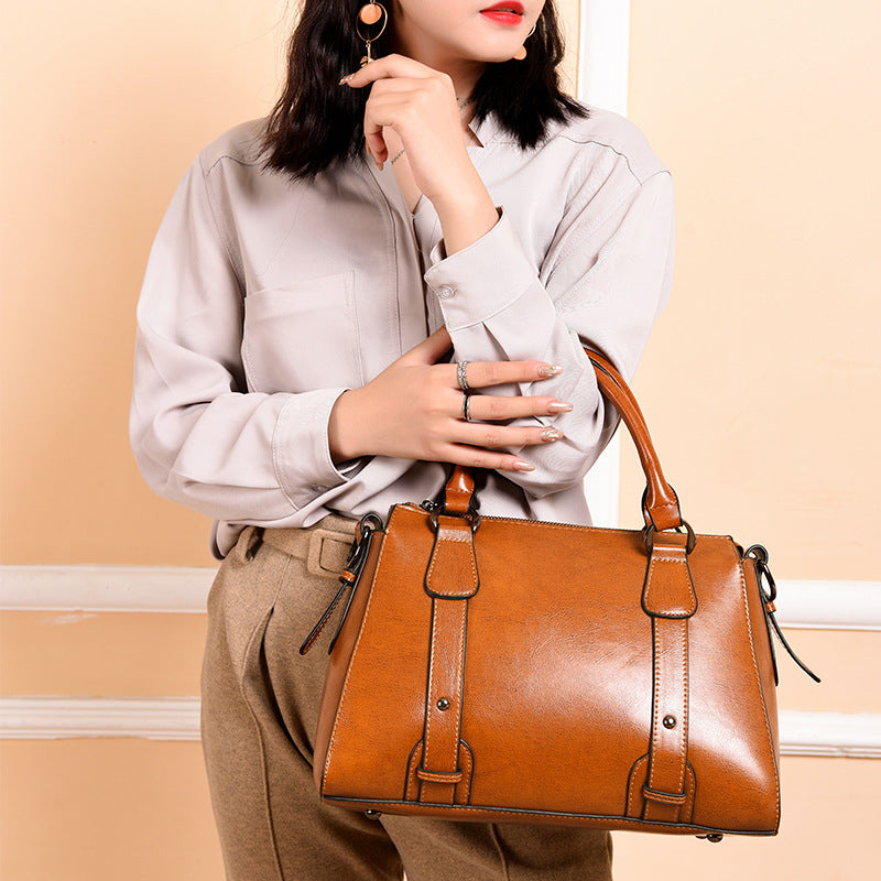 Women's Korean Style Fashion First Layer Cowhide Women's Handbag