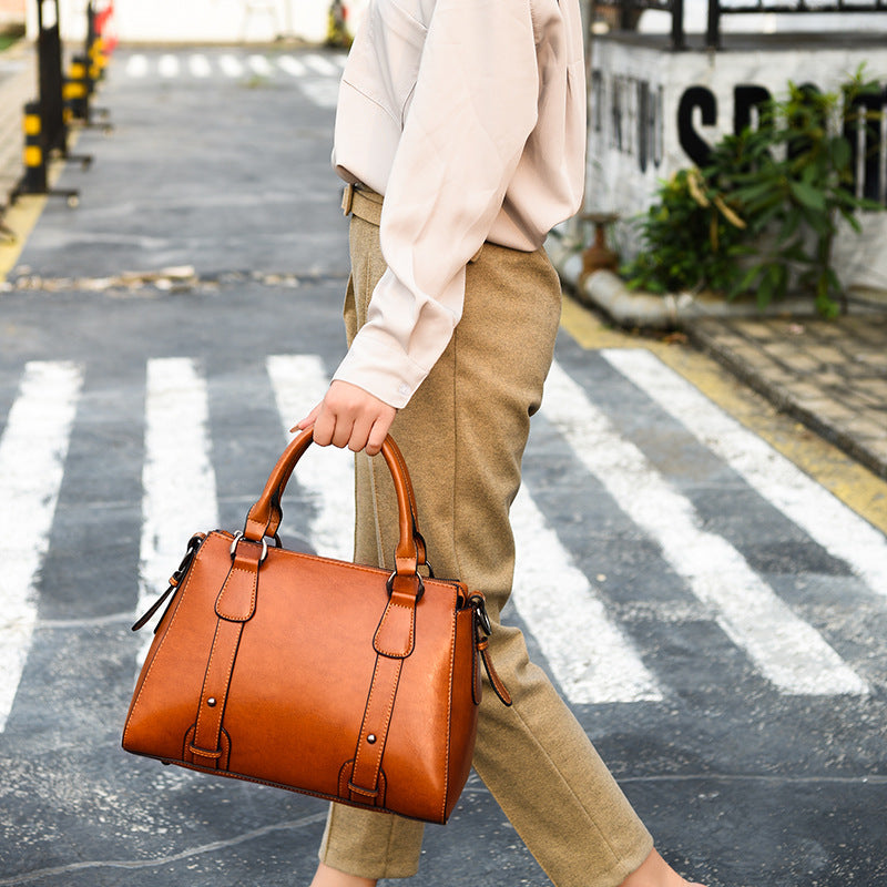 Women's Korean Style Fashion First Layer Cowhide Women's Handbag