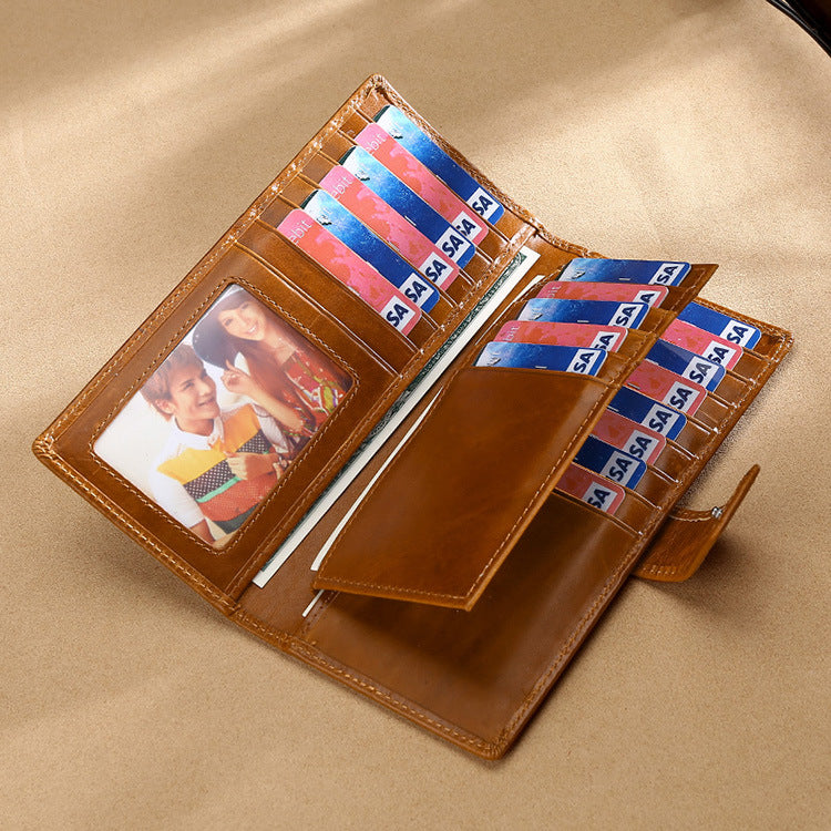 Men's Large Capacity First Layer Cowhide Business Card Holder