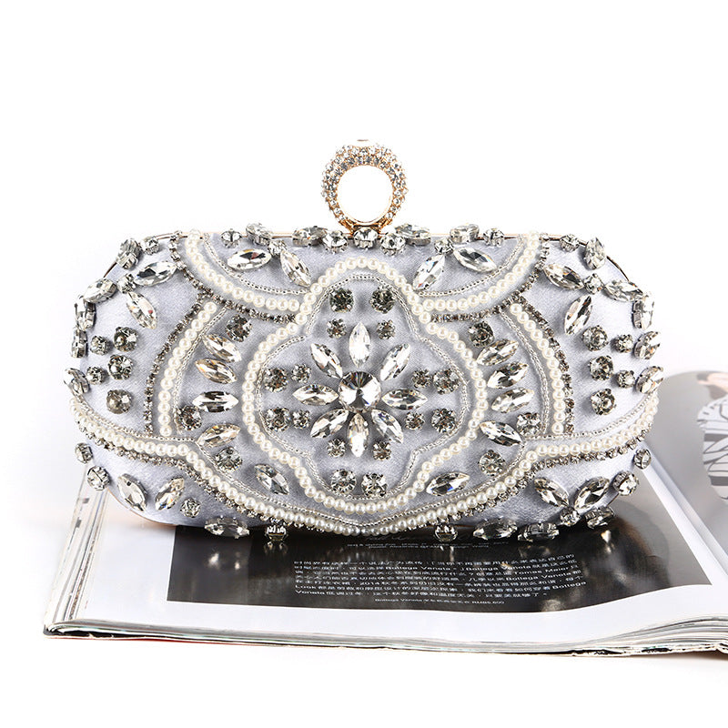 Diamond Handmade Pearl Embroidery Banquet Clutch Evening Bags
