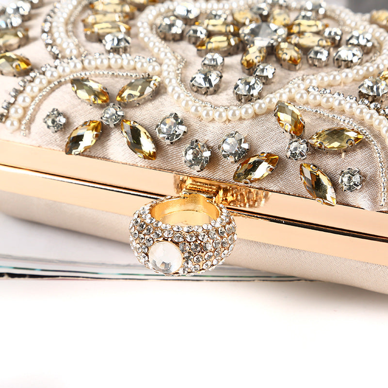 Diamond Handmade Pearl Embroidery Banquet Clutch Evening Bags
