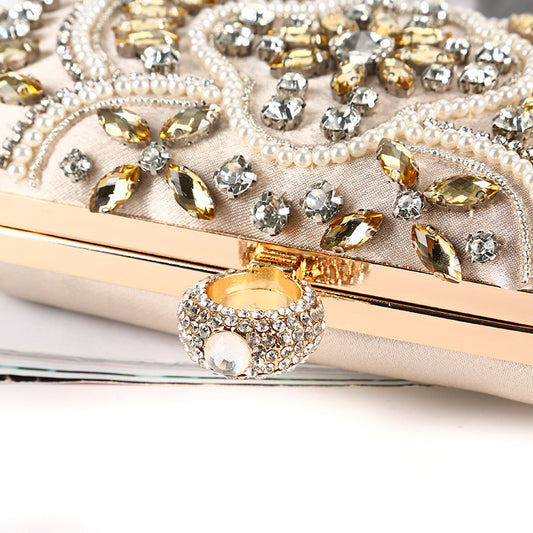 Diamond Handmade Pearl Embroidery Banquet Clutch Evening Bags