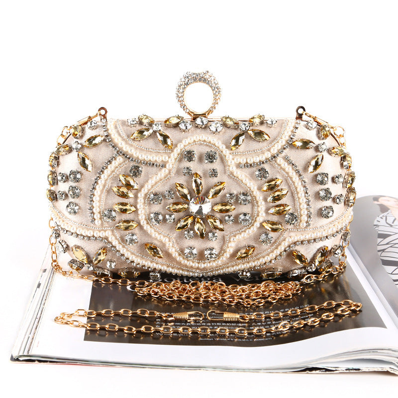 Diamond Handmade Pearl Embroidery Banquet Clutch Evening Bags