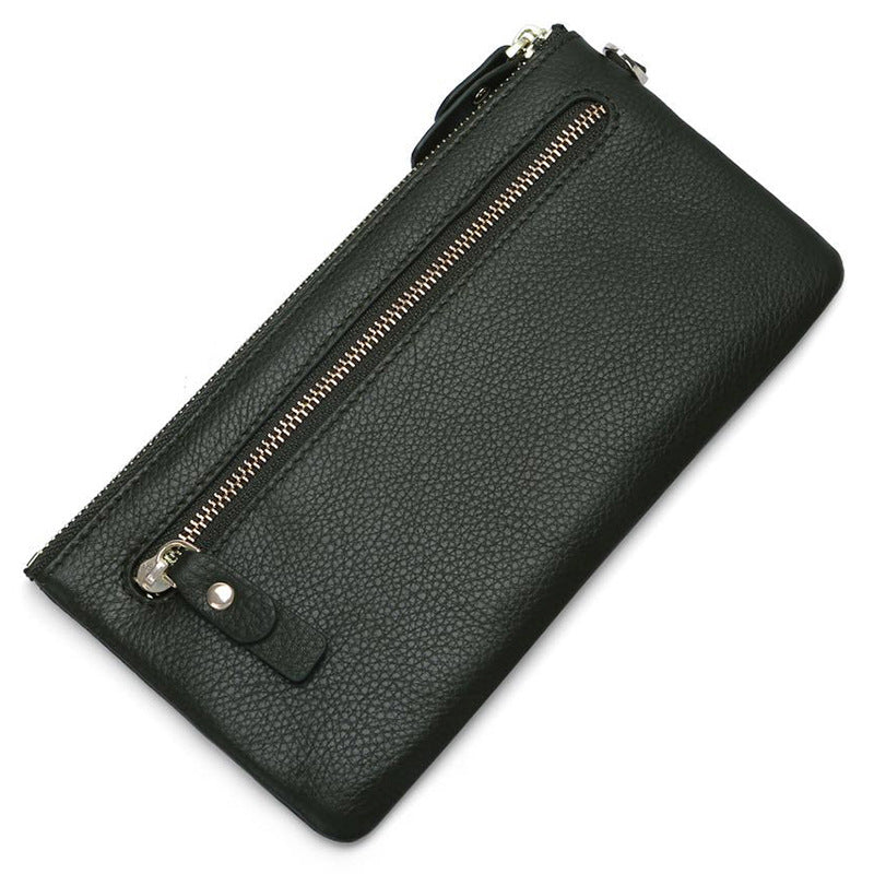Women's First Layer Cowhide Clutch Leather Zipper Ladies Wallets