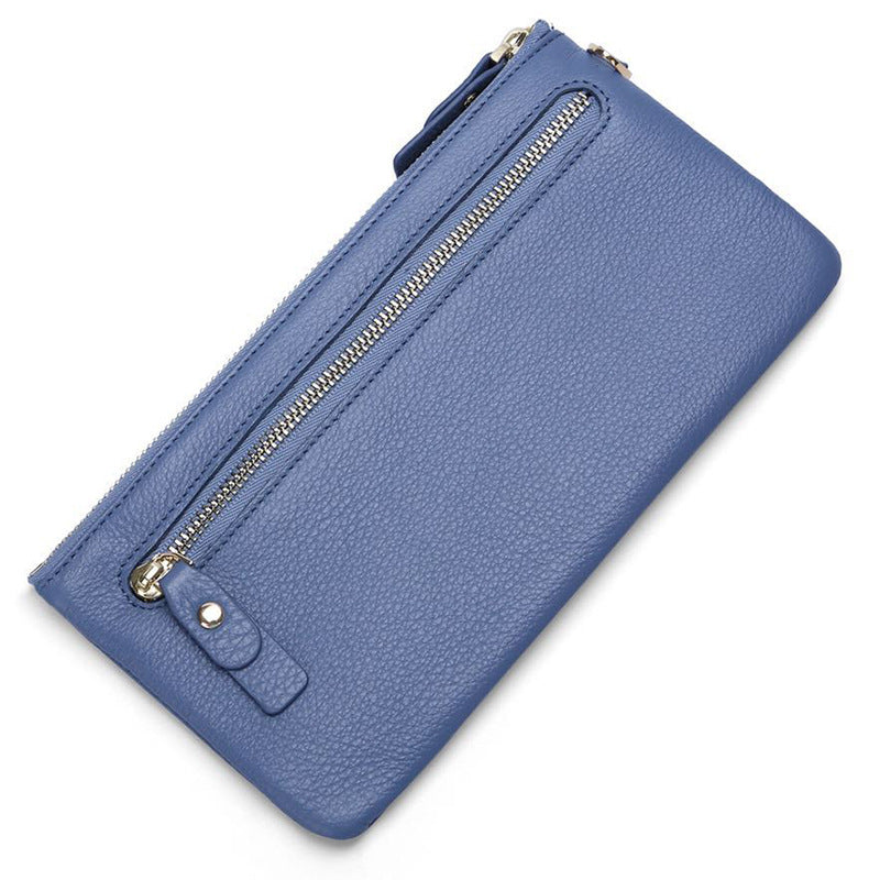 Women's First Layer Cowhide Clutch Leather Zipper Ladies Wallets