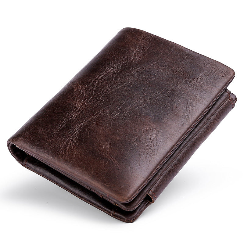 Men's Retro First Layer Cowhide Pocket Short Men's Wallets