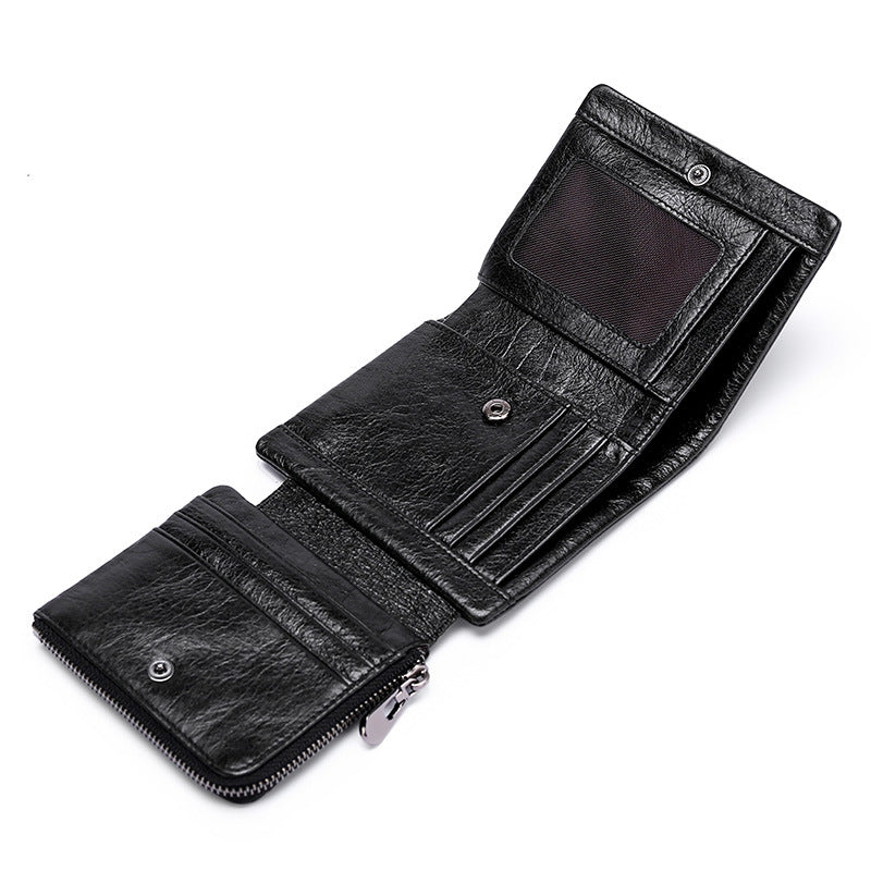 Men's Retro First Layer Cowhide Pocket Short Men's Wallets