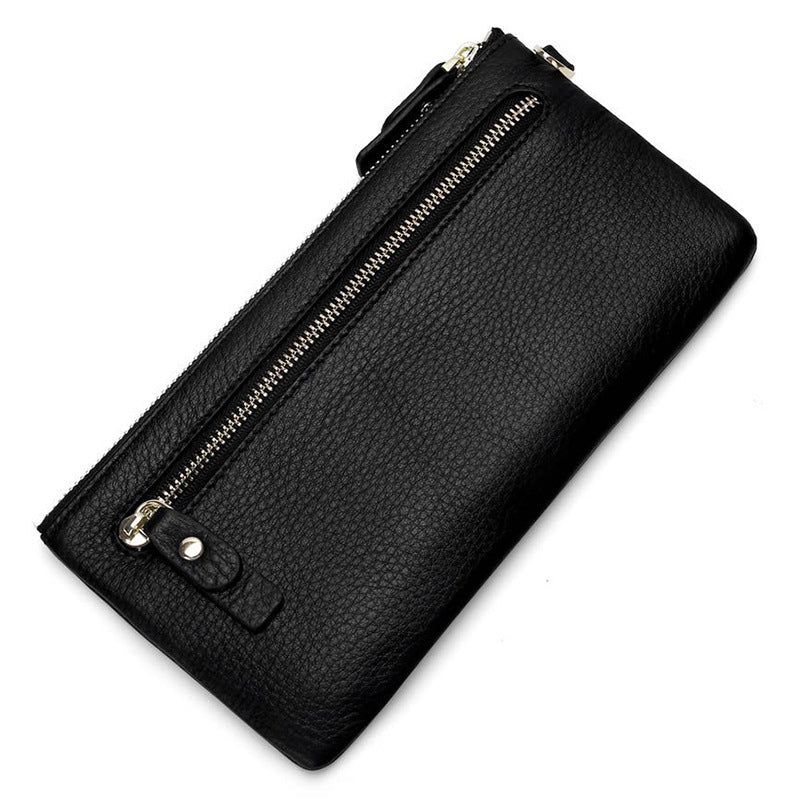 Women's First Layer Cowhide Clutch Leather Zipper Ladies Wallets