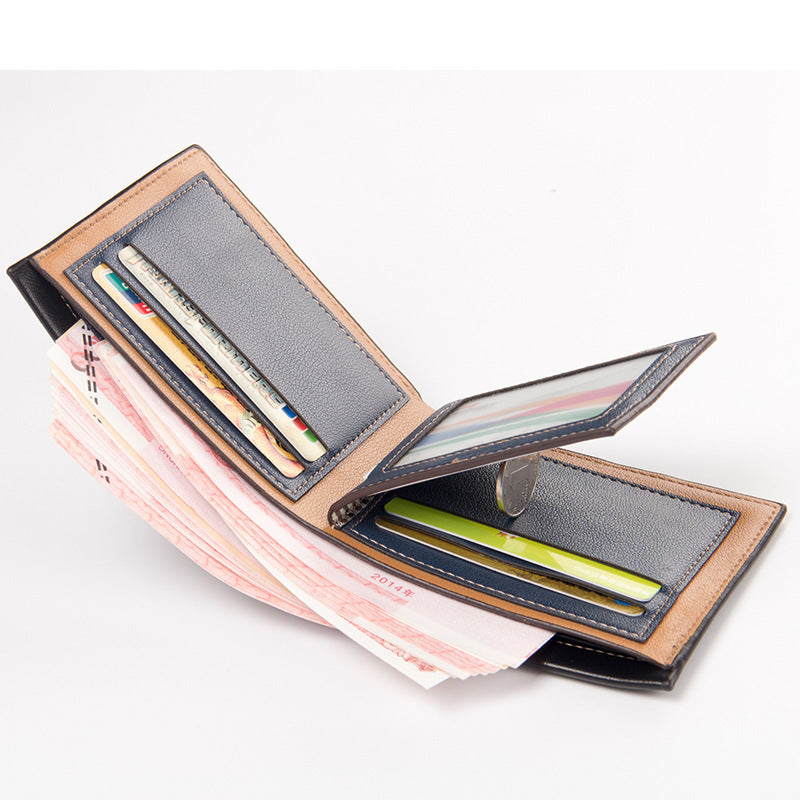 Men's Short Green Simple Leather Retro High Men's Wallets