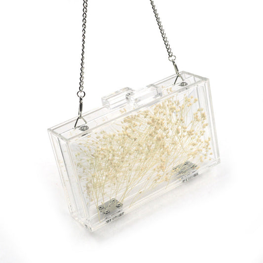 Women's Summer Acrylic Transparent Chrysanthemum Specimen Evening Bags