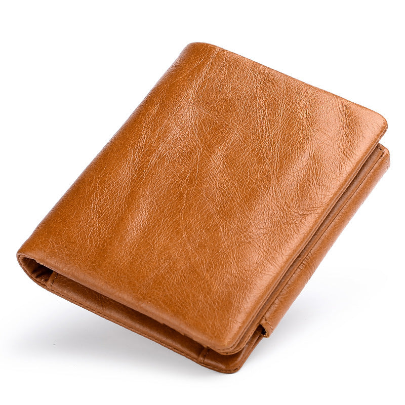 Men's Retro First Layer Cowhide Pocket Short Men's Wallets